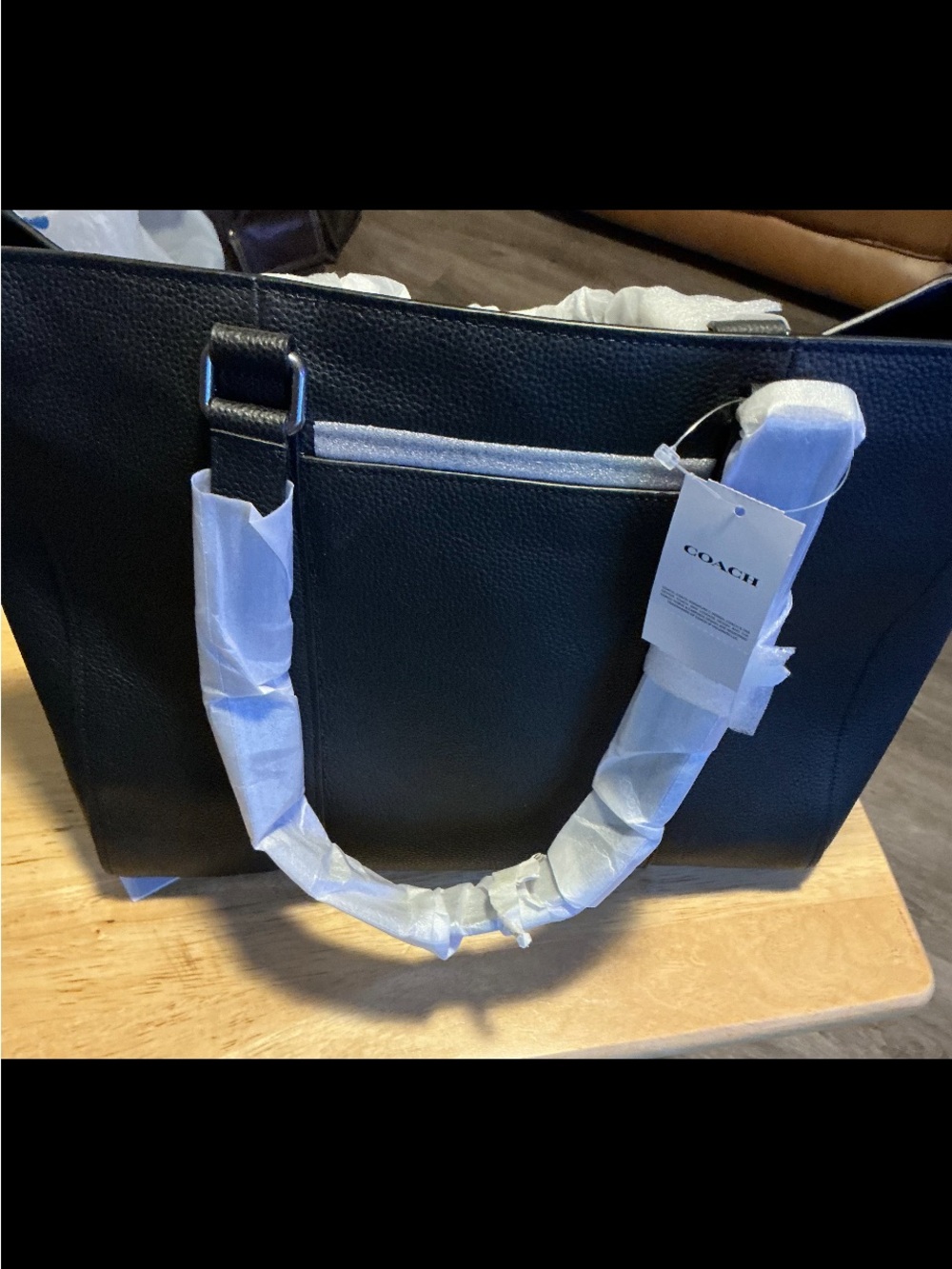 COACH Black Pebbled Leather Shopper Tote